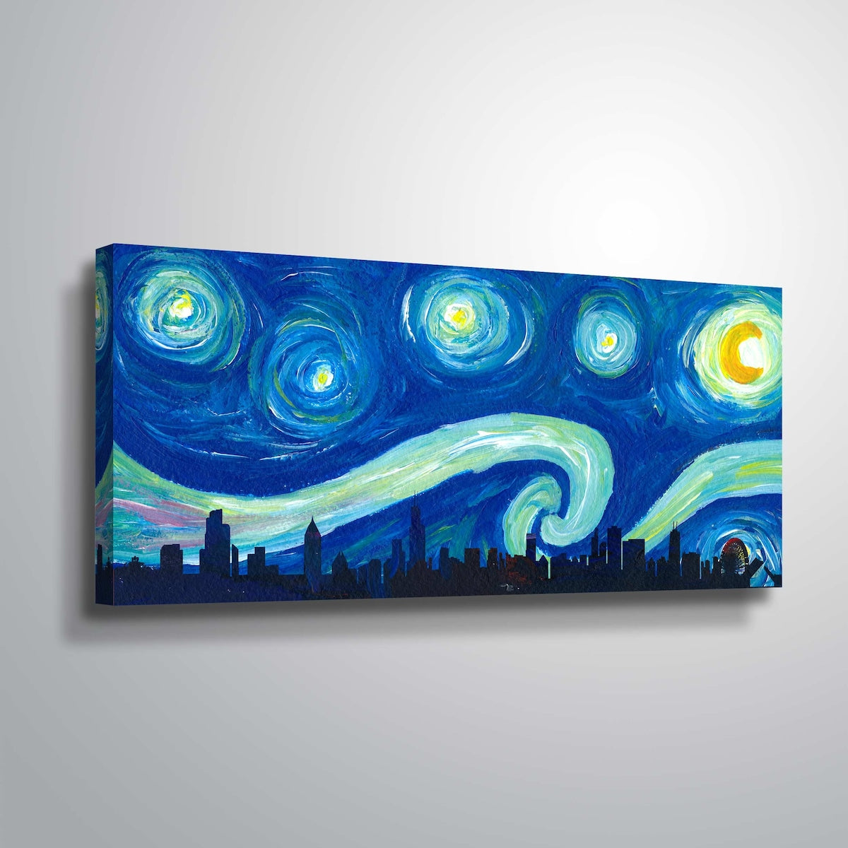 ArtWall Markus/Martina Bleichner 'Chicago Skyline Scissor Starry Night' Gallery Wrapped Canvas - Blue