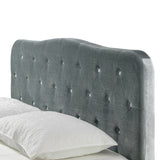 Artan Silver Grey Velvet Bed with Button Tufting