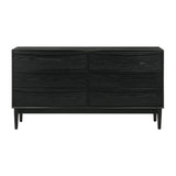 Artemio Black or Walnut Wood 4 Piece Bedroom Set with Grey Upholstered Headboard