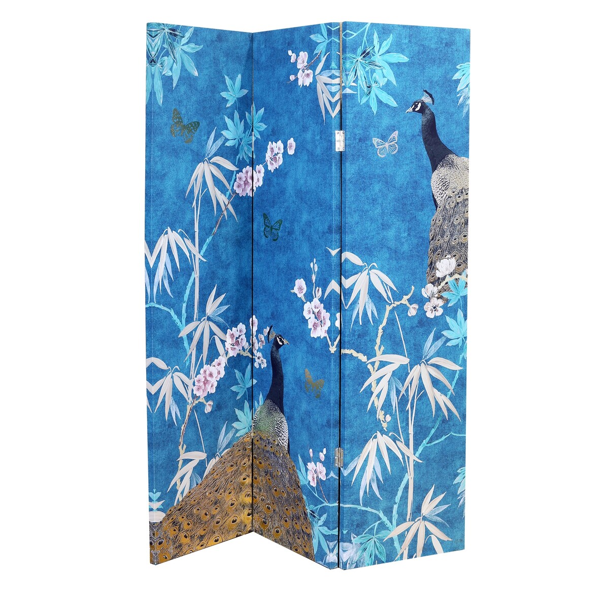 Arthouse 3-Panel Peacock Printed Canvas Room Divider
