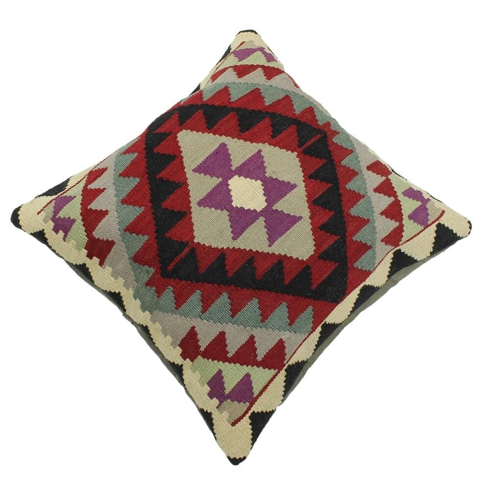 Arthur Red/Black Hand-Woven Kilim Throw Pillow - 1'9 x 1'10