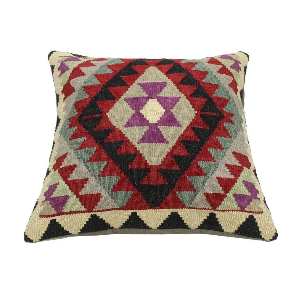 Arthur Red/Black Hand-Woven Kilim Throw Pillow - 1'9 x 1'10