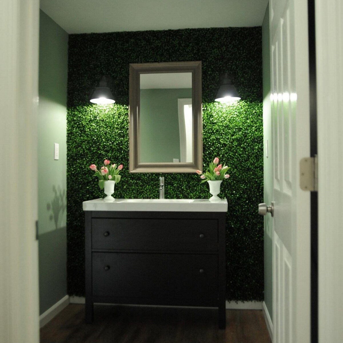 Artificial Boxwood Hedge 20-inch Tile with Back Board (Set of 6) - 6pc