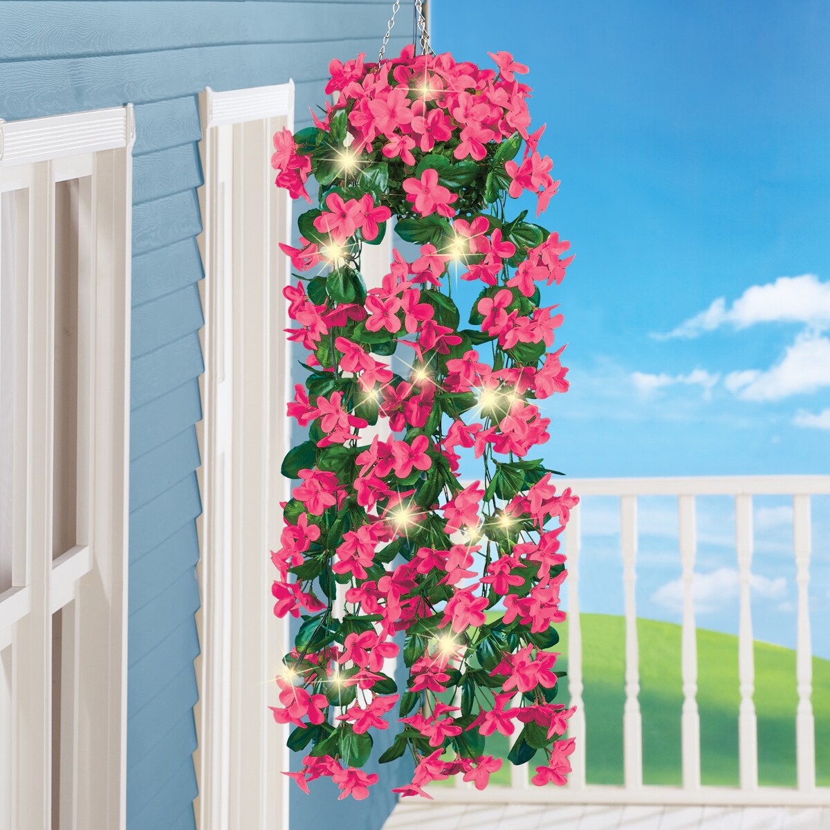 Artificial Solar Hanging Primrose Blossoms - 43.3 x 43.3 x 6.7