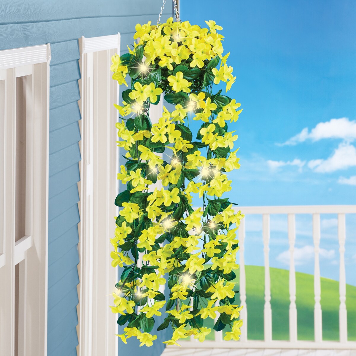 Artificial Solar Hanging Primrose Blossoms - 43.3 x 43.3 x 6.7