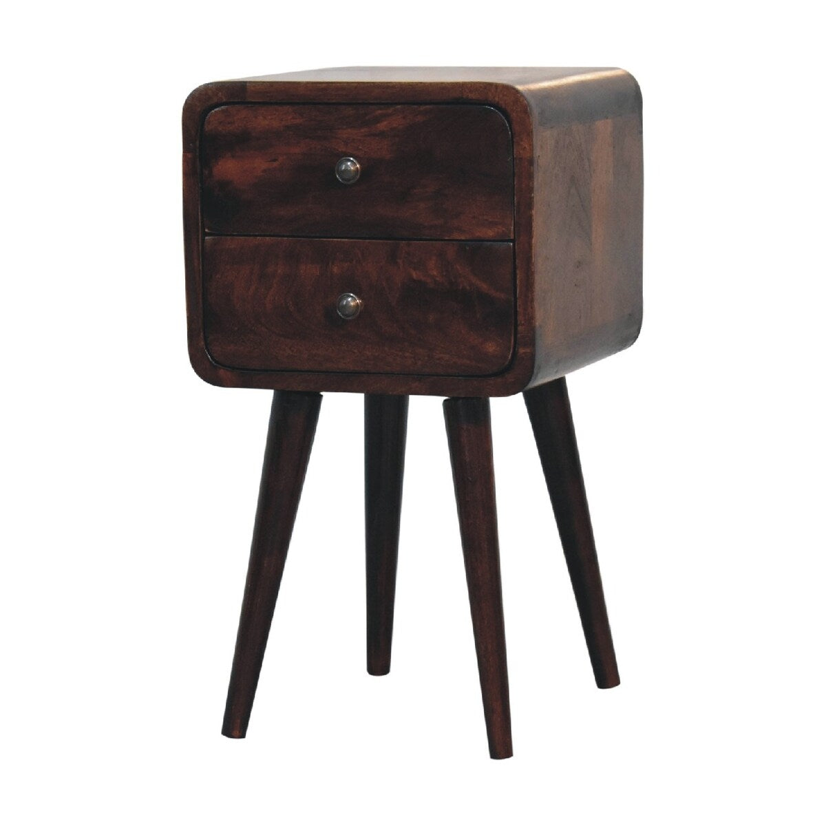 Artisan Furniture Solid Wood Mini Light Walnut Curved Nightstand