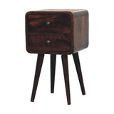 Artisan Furniture Solid Wood Mini Light Walnut Curved Nightstand