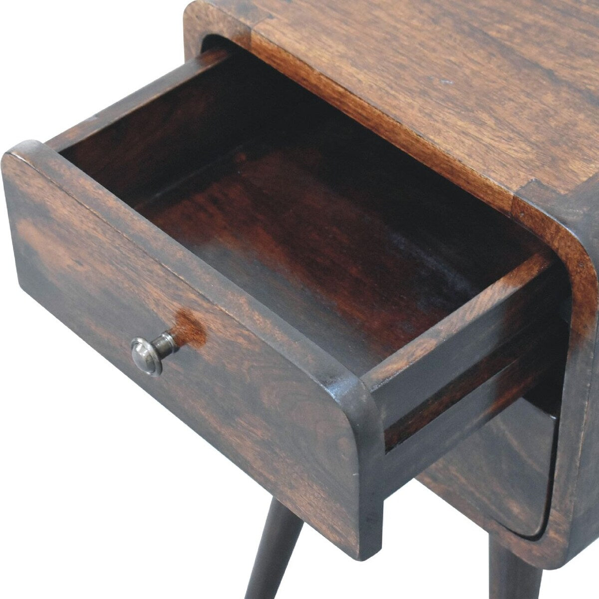 Artisan Furniture Solid Wood Mini Light Walnut Curved Nightstand