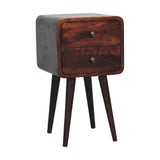 Artisan Furniture Solid Wood Mini Light Walnut Curved Nightstand