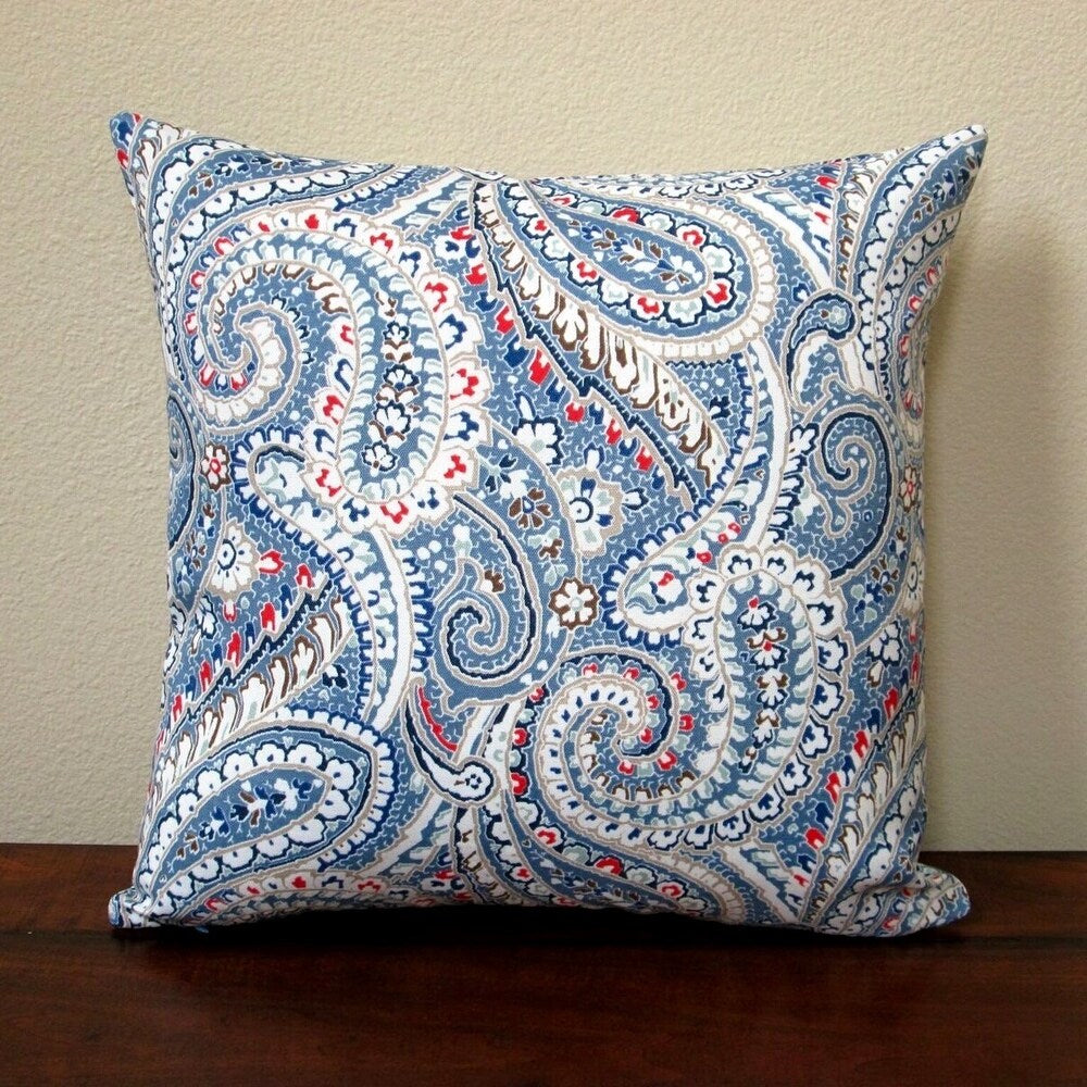 Artisan Pillows 18-inch Indoor/Outdoor Geometric Paisley in Blue Red - Pillow Cover Only (Set of 2)