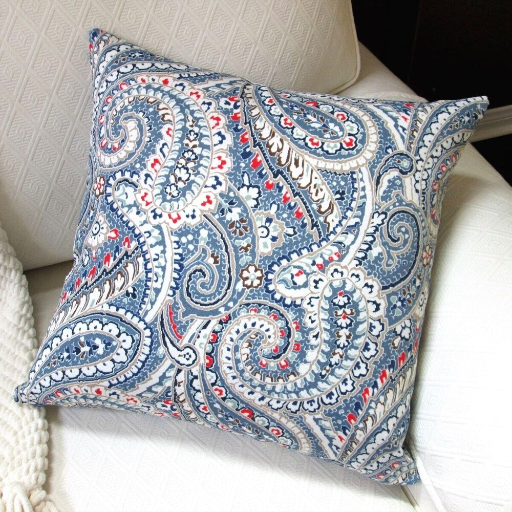 Artisan Pillows 18-inch Indoor/Outdoor Geometric Paisley in Blue Red - Pillow Cover Only (Set of 2)