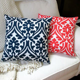 Artisan Pillows 18-inch Indoor/Outdoor Modern Geometric Damask in Orange or Navy Blue - Pillow Cover Only (Set of 2)