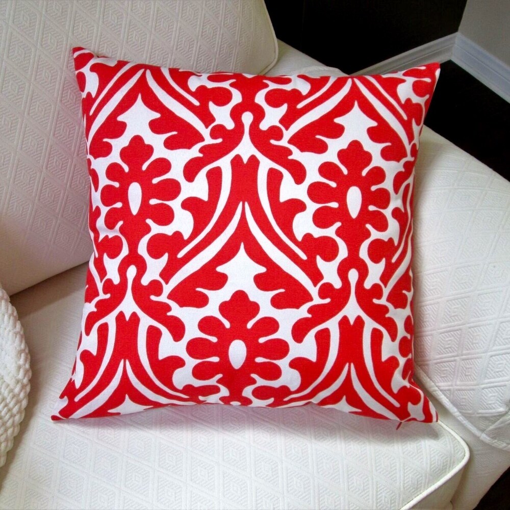 Artisan Pillows 18-inch Indoor/Outdoor Modern Geometric Damask in Orange or Navy Blue - Pillow Cover Only (Set of 2)