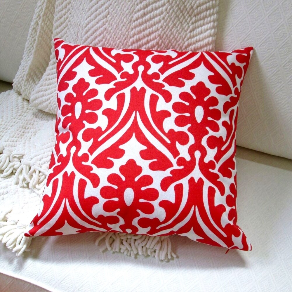 Artisan Pillows 18-inch Indoor/Outdoor Modern Geometric Damask in Orange or Navy Blue - Pillow Cover Only (Set of 2)