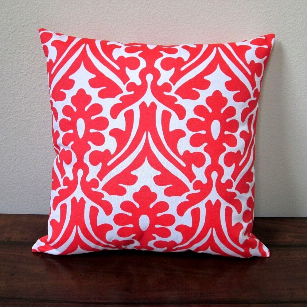 Artisan Pillows 18-inch Indoor/Outdoor Modern Geometric Damask in Orange or Navy Blue - Pillow Cover Only (Set of 2)