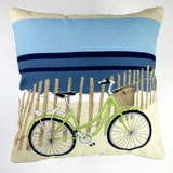 Artisan Pillows Indoor/Outdoor 18-inch Beach Bike Blue Modern Coastal Decor Beach House Throw Pillow Cover (Set of 2)