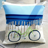 Artisan Pillows Indoor/Outdoor 18-inch Beach Bike Blue Modern Coastal Decor Beach House Throw Pillow Cover (Set of 2)