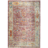 Artisan Pink-Ivory Distressed Area Rug with Fringe by Nicole Miller - 7'10"x10'2"