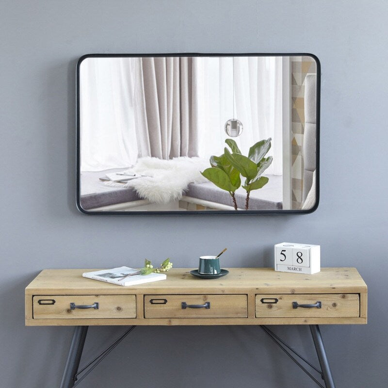 Artisasset 35.8 Inch Wrought Iron Wall-Mounted Flat Mirror