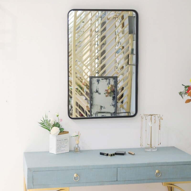 Artisasset 35.8 Inch Wrought Iron Wall-Mounted Flat Mirror