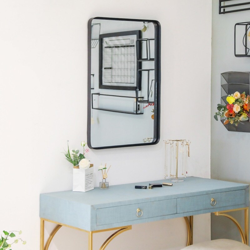 Artisasset 35.8 Inch Wrought Iron Wall-Mounted Flat Mirror