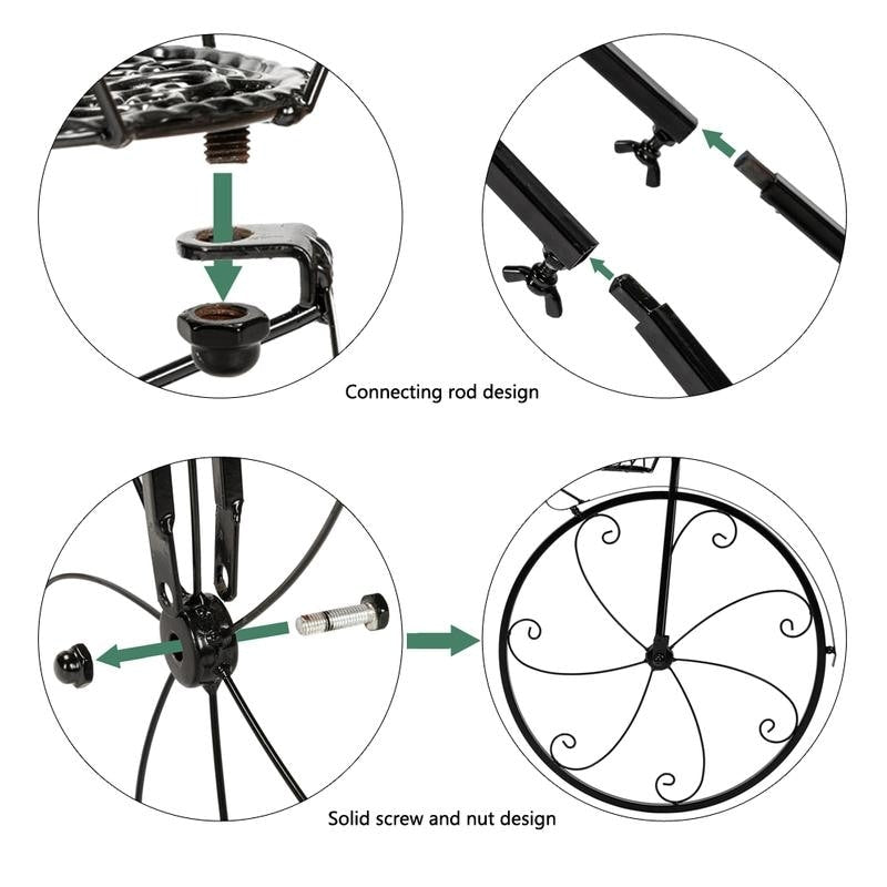 Zimtown Paint Iron Bicycle Shape 3 Plant Stand Black