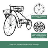 Zimtown Paint Iron Bicycle Shape 3 Plant Stand Black