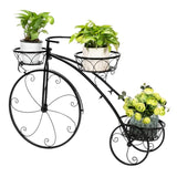 Zimtown Paint Iron Bicycle Shape 3 Plant Stand Black