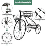 Zimtown Paint Iron Bicycle Shape 3 Plant Stand Black