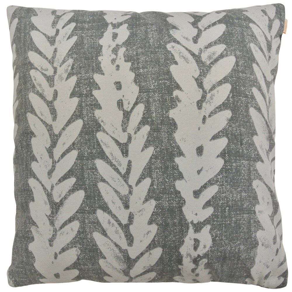 Artistic Linen Feather Leaf Blue/Grey/Brown Feather-filled Decorative Throw Pillow