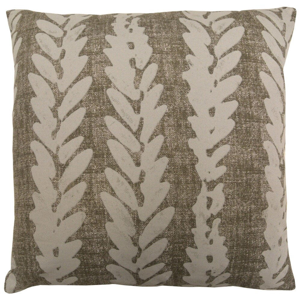 Artistic Linen Feather Leaf Blue/Grey/Brown Feather-filled Decorative Throw Pillow