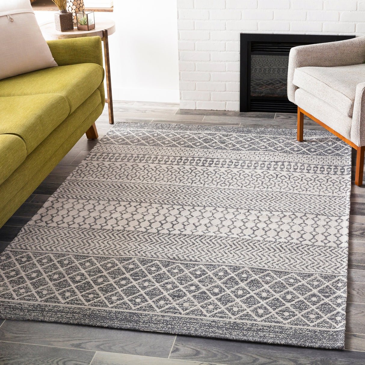 Livabliss Marbrey Moroccan Stripe Cotton Area Rug