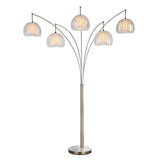Artiva Jellyfish 89" 5-Arc Brushed Steel Nickel LED Floor Lamp w/ Dimmer