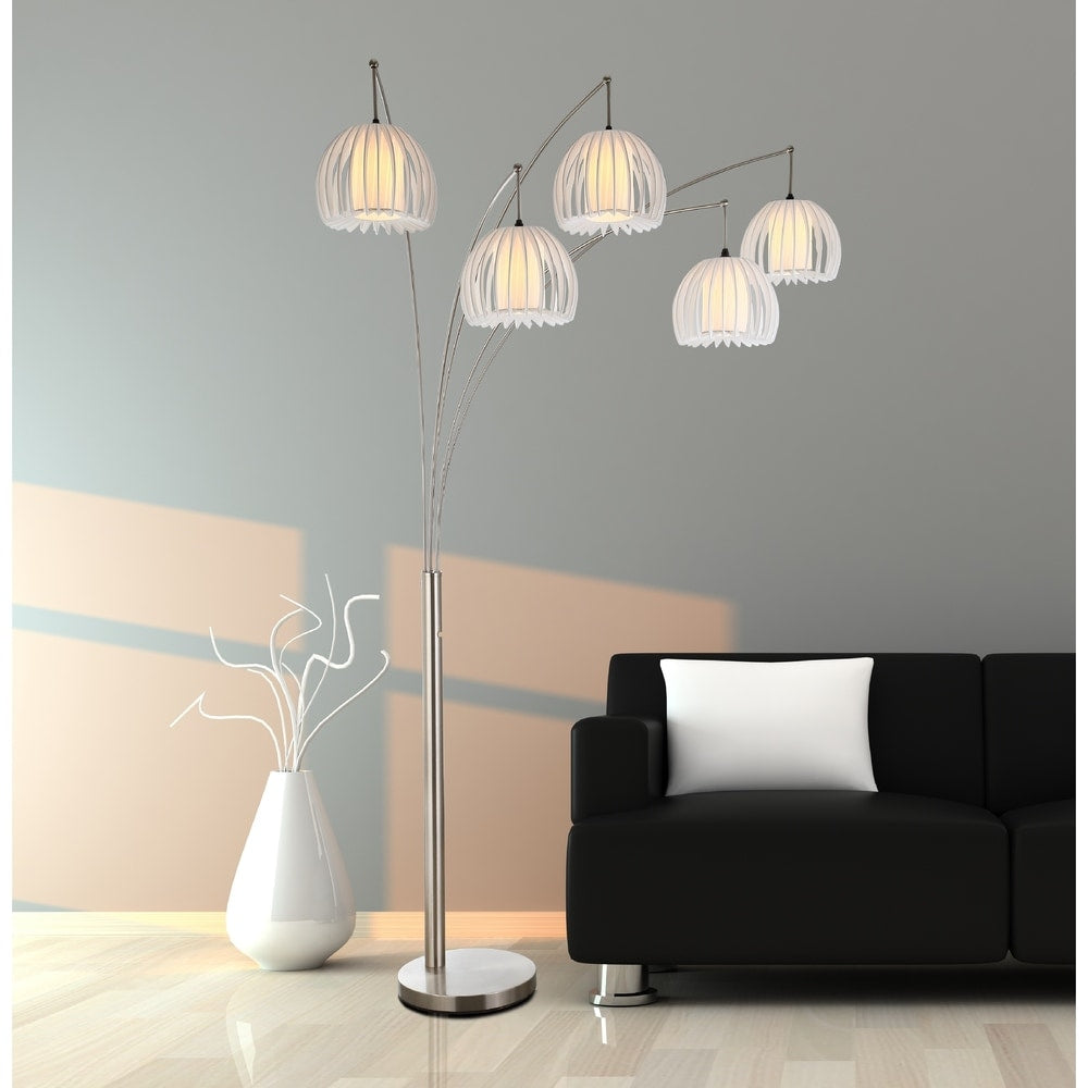 Artiva Jellyfish 89" 5-Arc Brushed Steel Nickel LED Floor Lamp w/ Dimmer