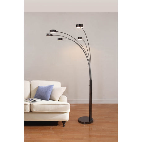 Artiva USA "MICAH Plus" Modern LED 88-inch 5-Arched Jet Black Floor Lamp with Dimmer