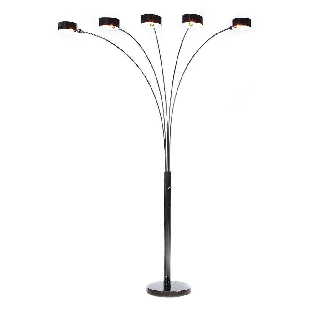 Artiva USA "MICAH Plus" Modern LED 88-inch 5-Arched Jet Black Floor Lamp with Dimmer