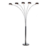 Artiva USA "MICAH Plus" Modern LED 88-inch 5-Arched Jet Black Floor Lamp with Dimmer