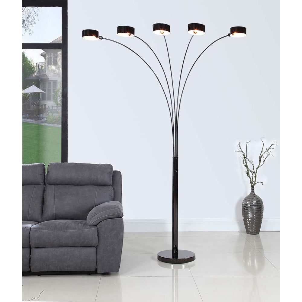 Artiva USA "MICAH Plus" Modern LED 88-inch 5-Arched Jet Black Floor Lamp with Dimmer