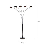 Artiva USA "MICAH Plus" Modern LED 88-inch 5-Arched Jet Black Floor Lamp with Dimmer