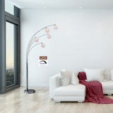 Artiva USA Quan 84" 5-Arch Crystal Ball LED Floor Lamp with Dimmer