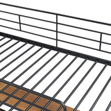 Artsy Full Size Metal Loft Bed with 3 Layers and L-shaped Desk, Black