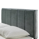 Arty Silver Grey Velvet Queen Bed with Line Stitch Tufting