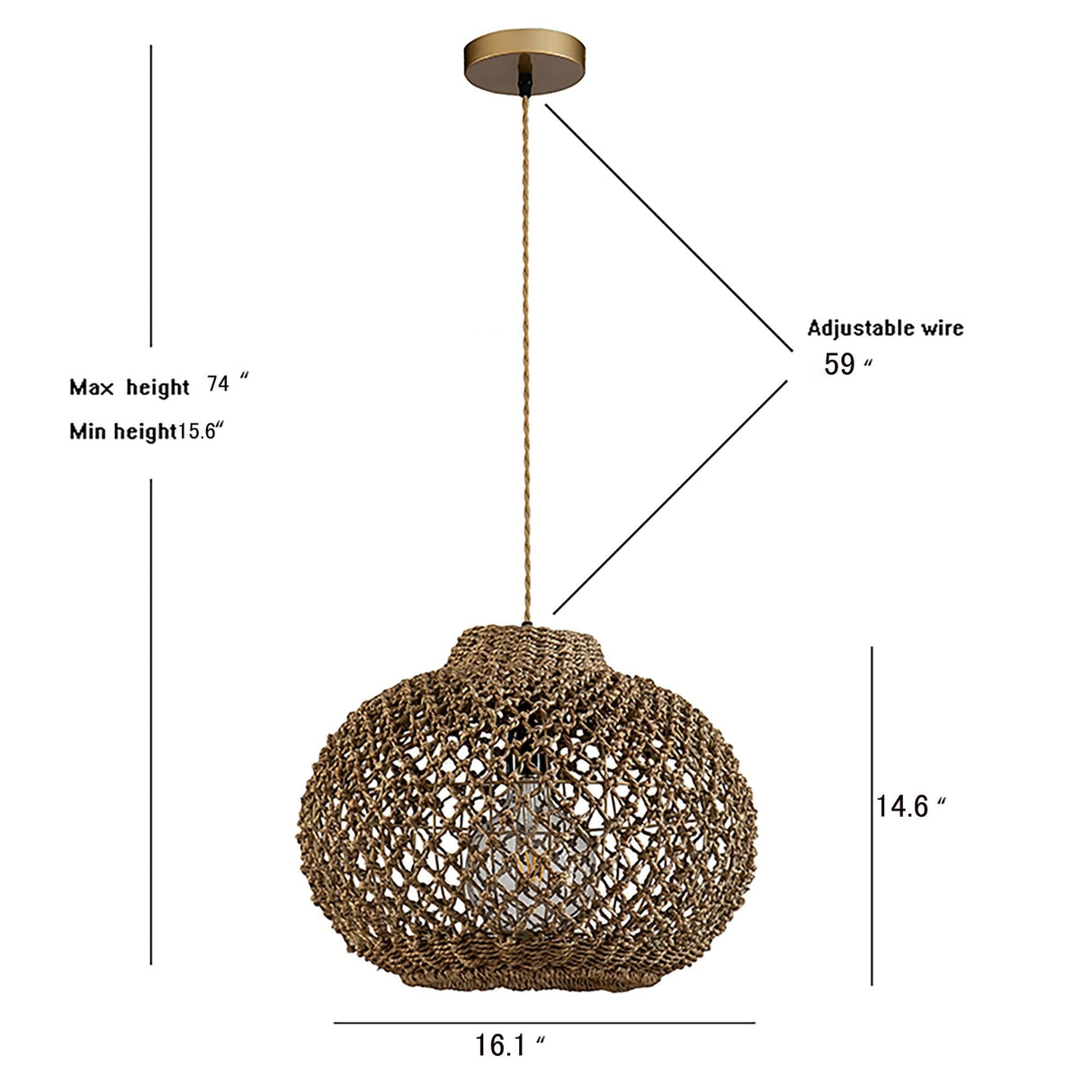 Arya Rattan Pendant Light - 13" x 16.1