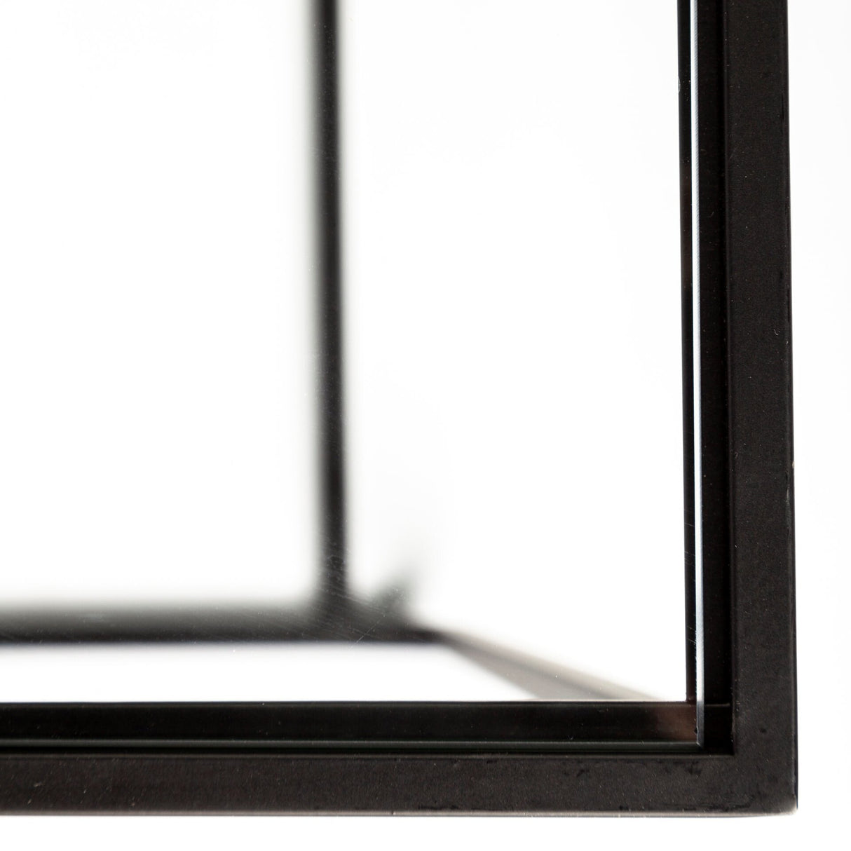 Arya Glass Top w/ Black Iron Frame Rectangular Accent Tables (Set of 2) - 23.6L x 9.8W x 21.7H