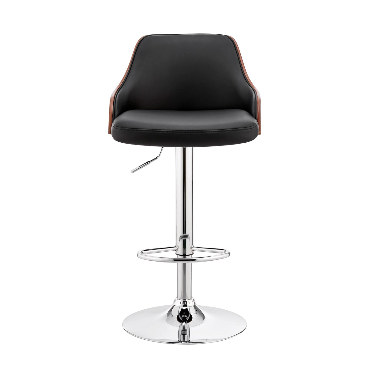 Asher Adjustable Faux Leather and Metal Bar Stool
