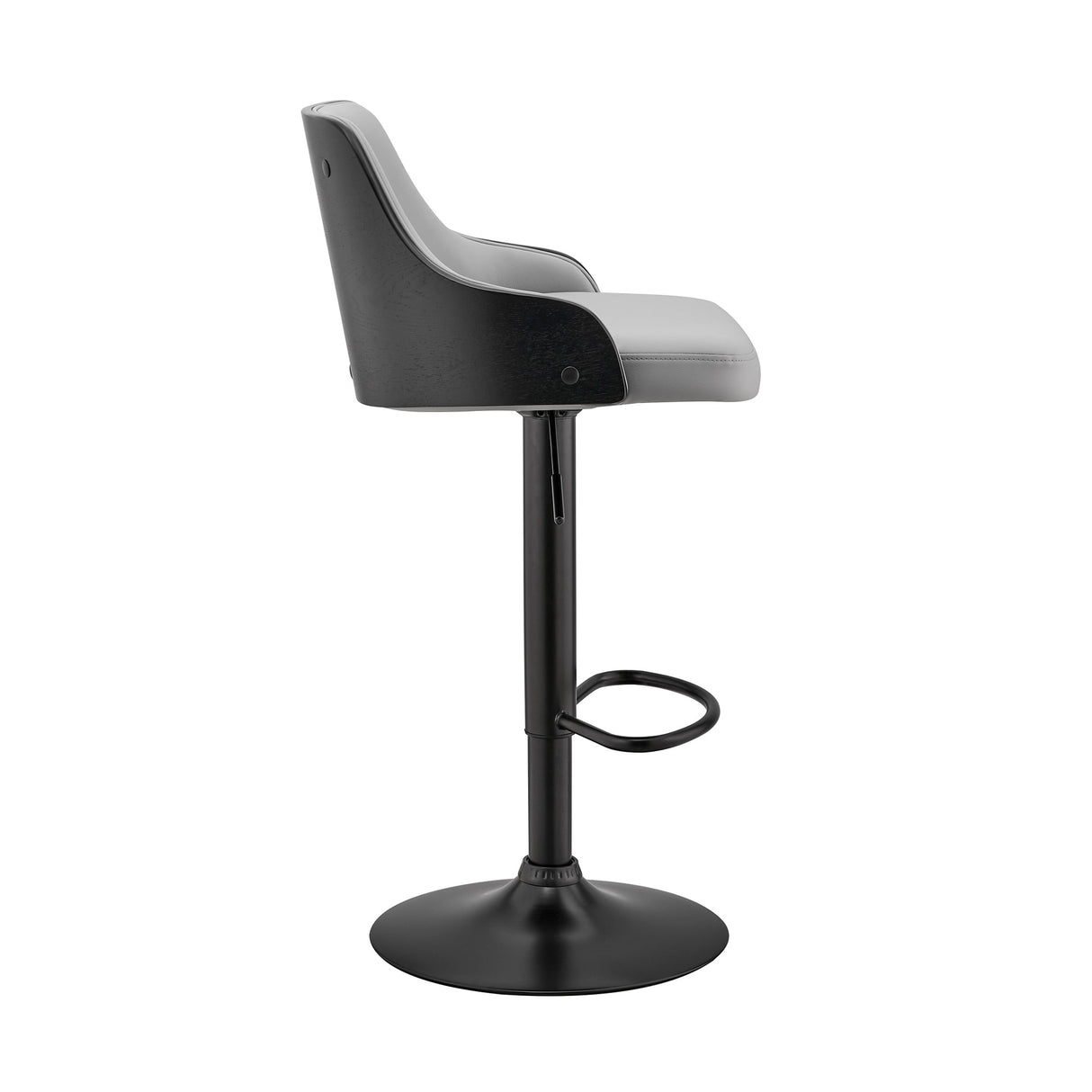 Asher Adjustable Faux Leather and Metal Bar Stool