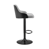 Asher Adjustable Faux Leather and Metal Bar Stool