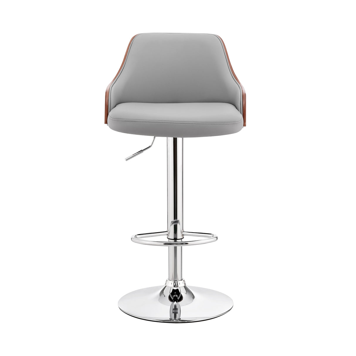 Asher Adjustable Faux Leather and Metal Bar Stool