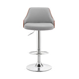 Asher Adjustable Faux Leather and Metal Bar Stool