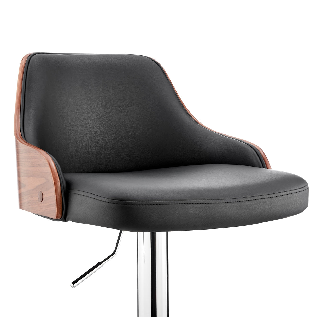Asher Adjustable Faux Leather and Metal Bar Stool